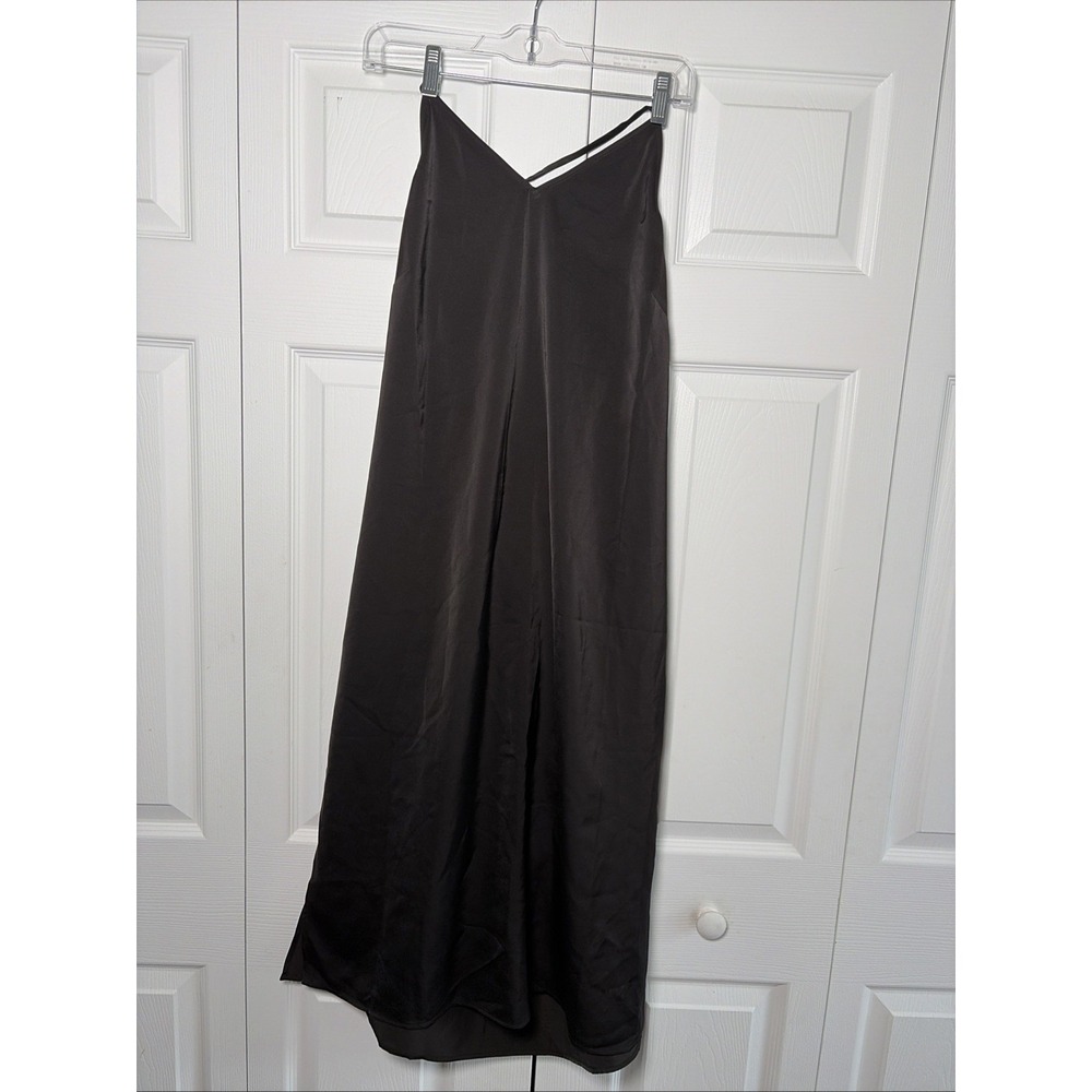 The Drop thetennillelife Satin Midi Slip Dress Womens Size M Black Y2K 90s Style